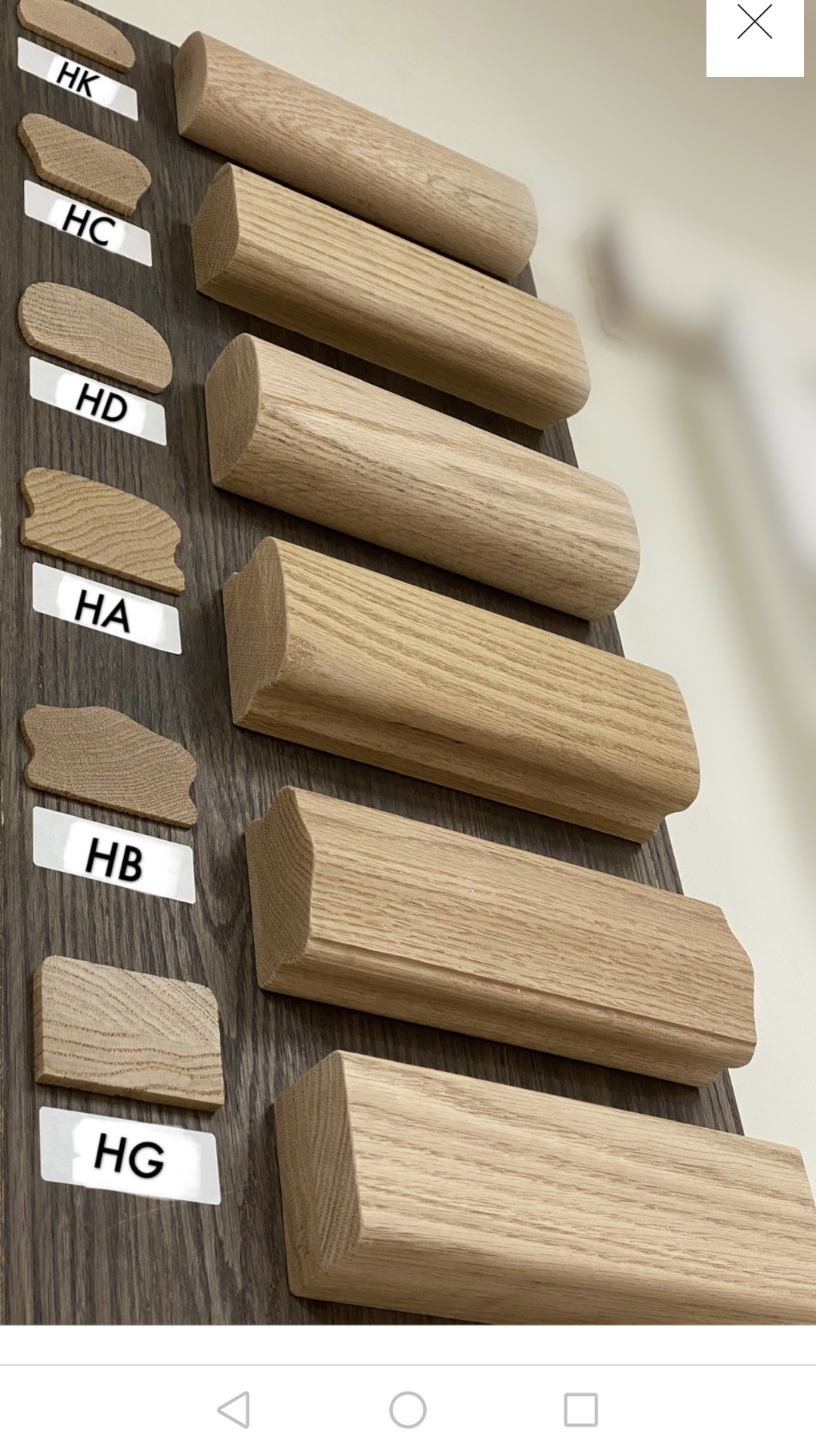 Oak handrail profiles