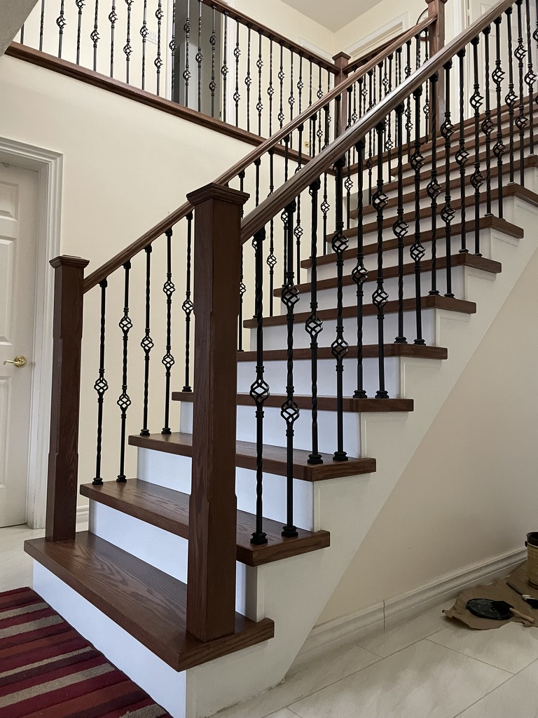 Dark Oak & Decorative Iron Balusters by Simply Stairs